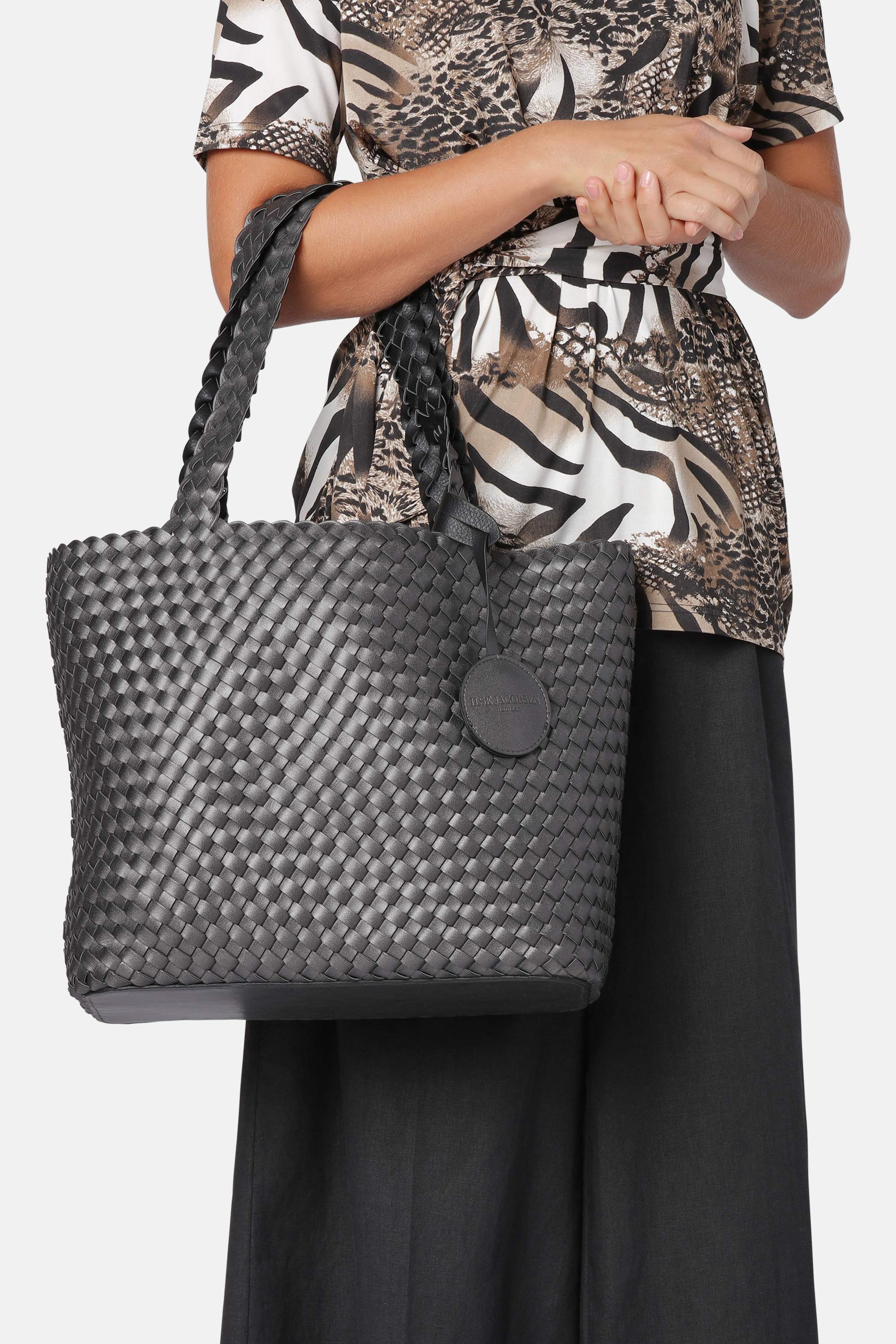 Tote Bag Geflochten - Black Gun metal